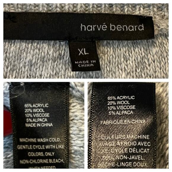 Harve Benard Sweater V-neck Oversized Wool Blend Gray Women’s Size XL - Picture 9 of 10